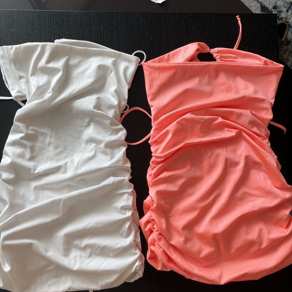Set of 2 Strapless Dresses - Beach Bright Ruched Fun - Picture 3 of 3